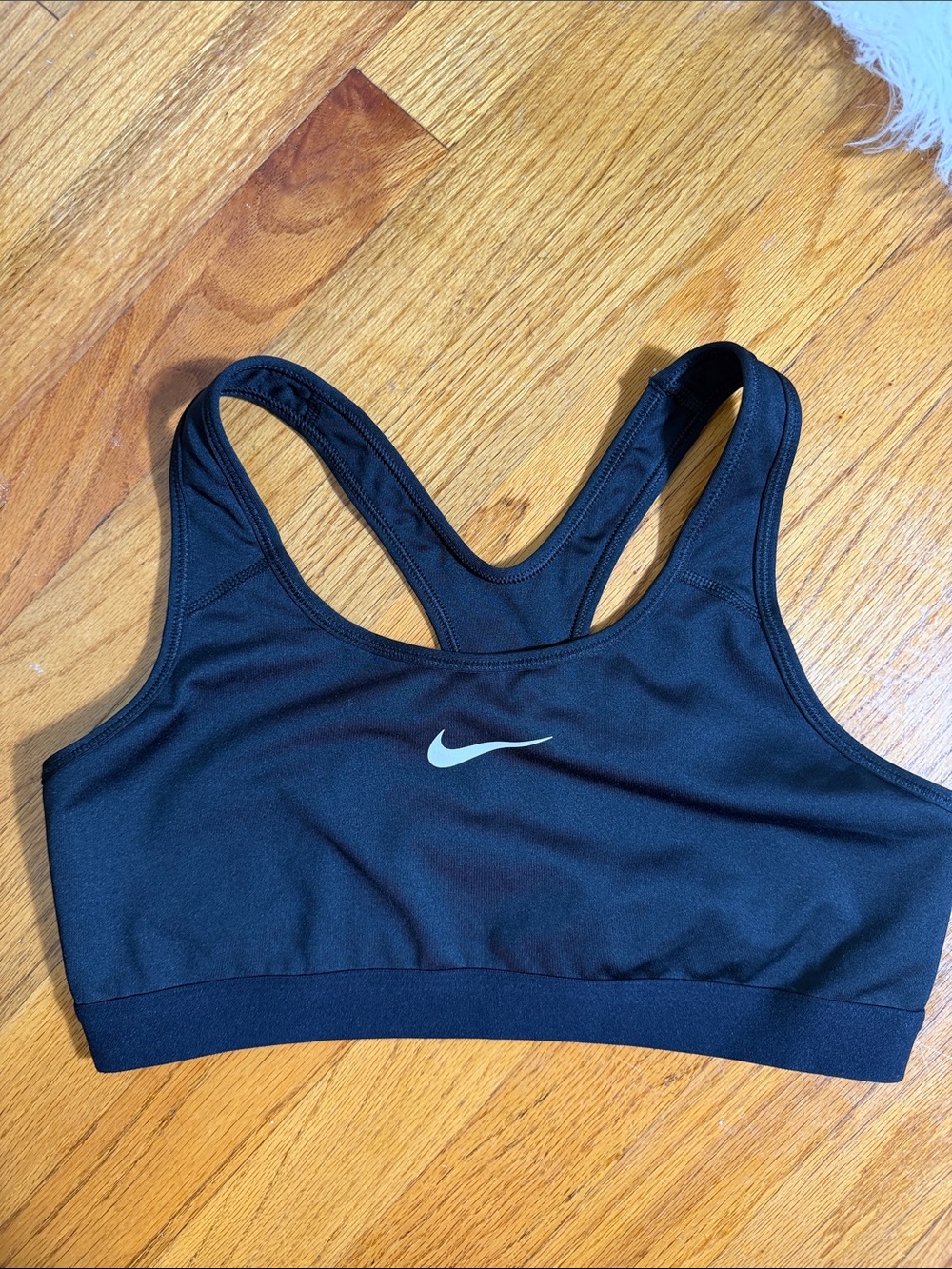 Nike Black Racerback Dri-FIT Sports Bra with Silver Swoosh
